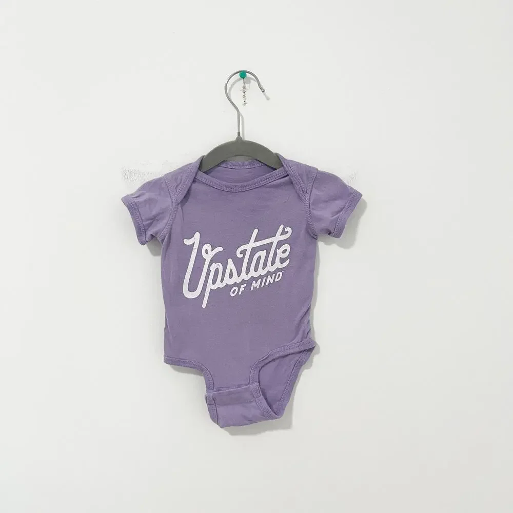 Baby Girl's Upstate New York Purple Graphic Onesie Size 6 Months